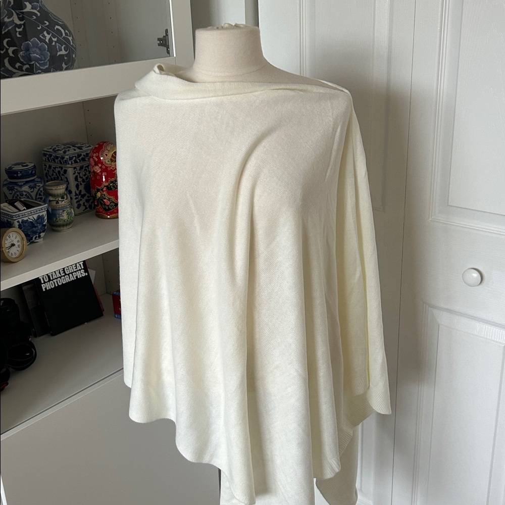 Acrylic white poncho  wrap